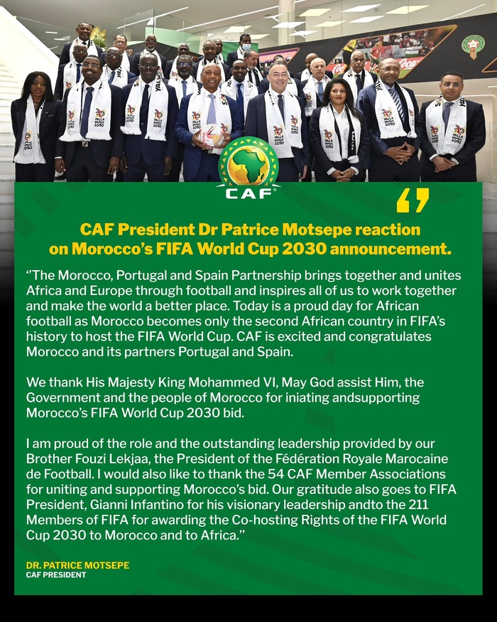 CDM 30: La CAF félicite le Maroc CDM 30: La CAF félicite le Maroc