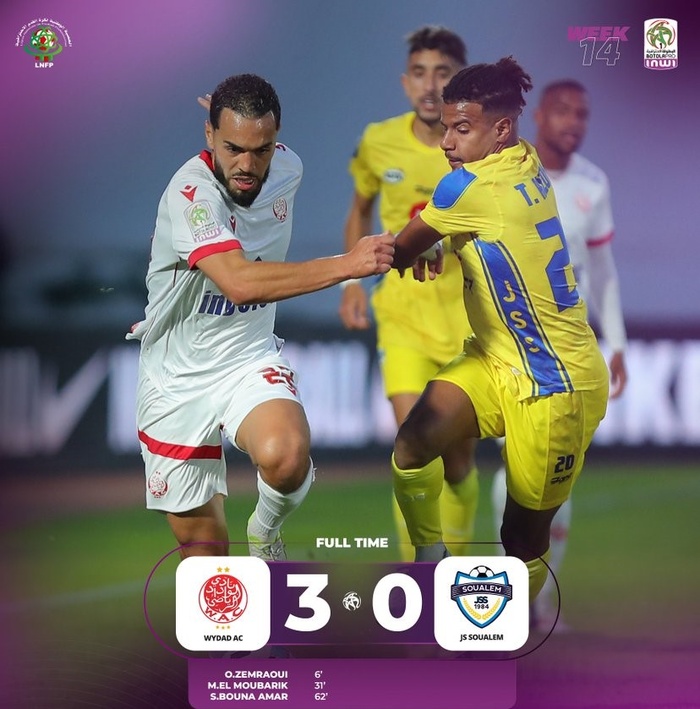 Botola D1 / J14 : Le Wydad met KO sa bête noire ! Botola D1 / J14 : Le Wydad met KO sa bête noire !