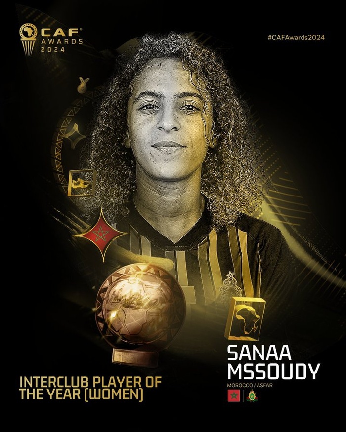 CAF Awards 24 : Sanaâ Mssoudy et Ronwen Williams meilleurs joueurs interclubs CAF Awards 24 : Sanaâ Mssoudy et Ronwen Williams meilleurs joueurs interclubs