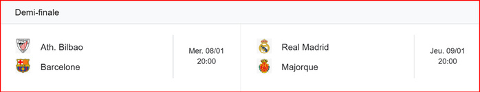 Supercoupe d’Espagne: Real, Barça, Bilbao et Majorque à Jeddah en Arabie Saoudite à partir du 8 janvier Supercoupe d’Espagne: Real, Barça, Bilbao et Majorque à Jeddah en Arabie Saoudite à partir du 8 janvier