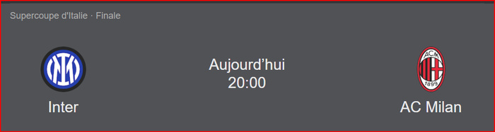 Finale. Supercoupe d’Italie /Inter vs AC Milan ce soir: Horaire? Diffusion? Finale. Supercoupe d’Italie /Inter vs AC Milan ce soir: Horaire? Diffusion?