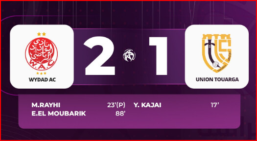 Botola D1/J18 : Le Wydad difficilement vainqueur de l’Union Touarga Botola D1/J18 : Le Wydad difficilement vainqueur de l’Union Touarga