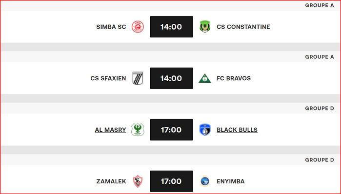 CCAF / Programme de l’ultime journée: La RSB lorgne la première place du groupe ! CCAF / Programme de l’ultime journée: La RSB lorgne la première place du groupe !