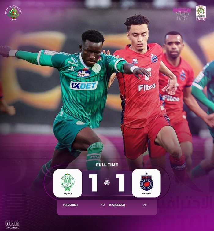 MAJ du Botola D1 / J19: Le RCA concède le nul face à l'OCS MAJ du Botola D1 / J19: Le RCA concède le nul face à l'OCS