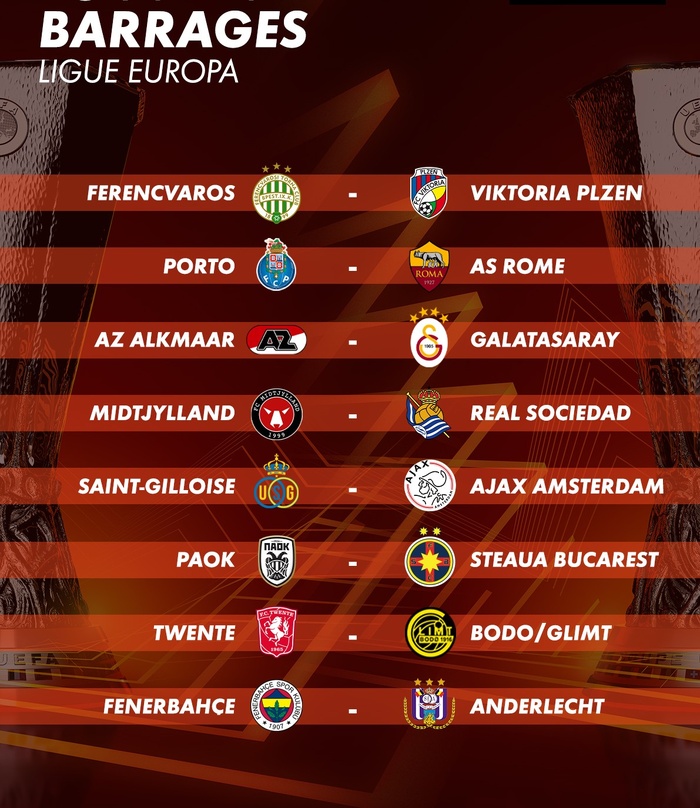 Europa League : Porto - Roma, l’affiche des barrages ! Europa League : Porto - Roma, l’affiche des barrages !