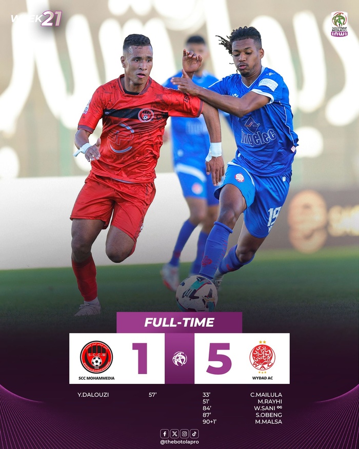 Botola D1: 5e victoire d’affilée du Wydad Botola D1: 5e victoire d’affilée du Wydad