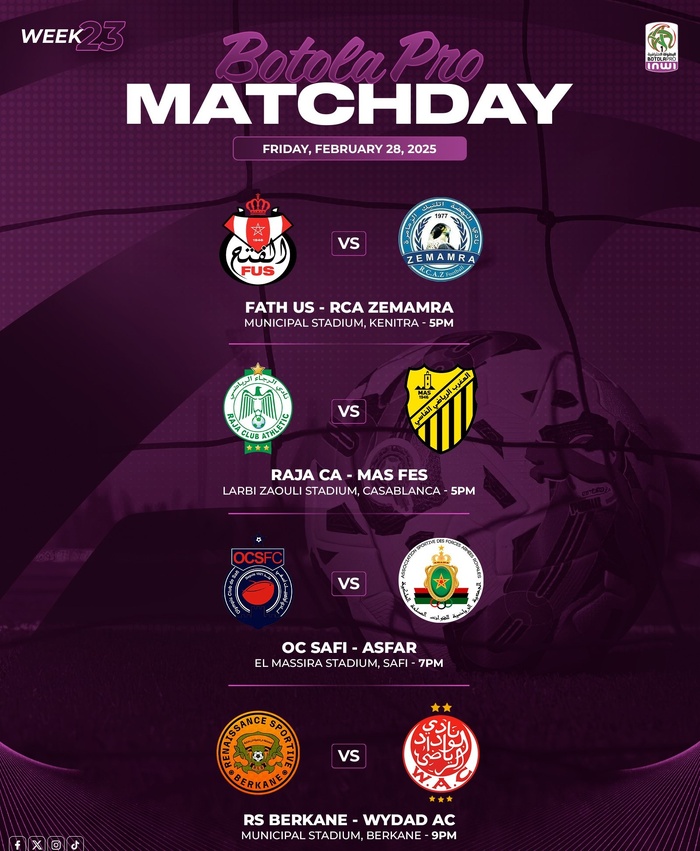 Botola D1/J23: RSB-WAC, la grande affiche de ce vendredi ! Botola D1/J23: RSB-WAC, la grande affiche de ce vendredi !