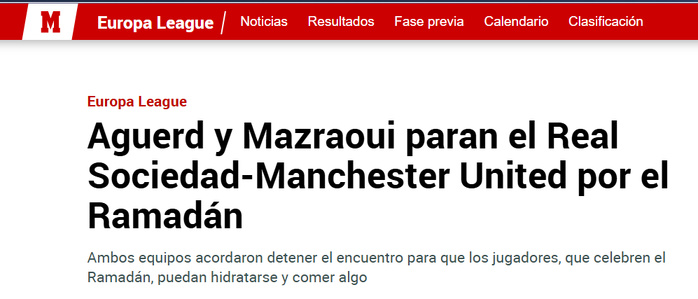 Real Sociedad - Man. United: Une pause ‘’ rupture de jeûne ‘’ accordée à Aguerd et Mezraoui Real Sociedad - Man. United: Une pause ‘’ rupture de jeûne ‘’ accordée à Aguerd et Mezraoui