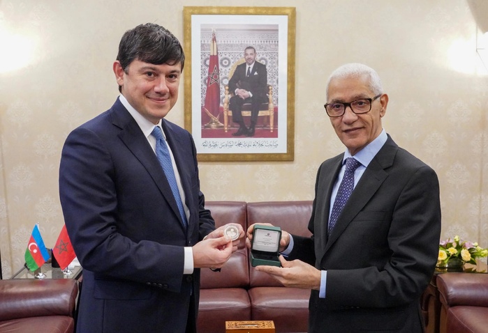 Talbi Alami s’entretient avec le président du Comité d'État pour le travail avec la diaspora azerbaïdjanaise Talbi Alami s’entretient avec le président du Comité d'État pour le travail avec la diaspora azerbaïdjanaise