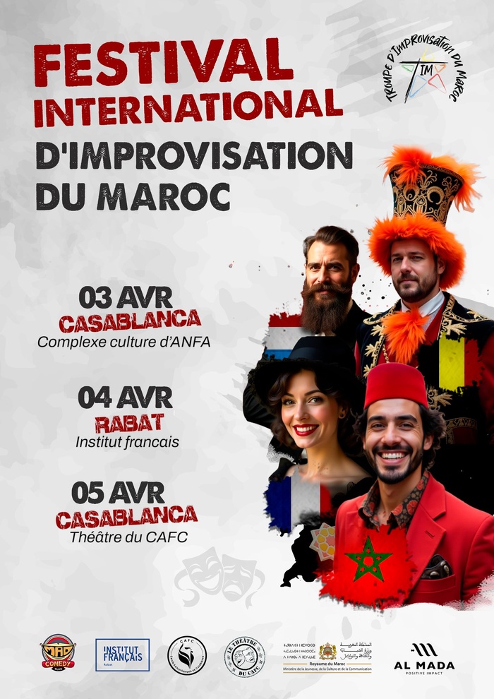 La 6ᵉ édition du Festival International d’Improvisation du Maroc se tiendra du 3 au 5 avril prochain à Rabat et Casablanca La 6ᵉ édition du Festival International d’Improvisation du Maroc se tiendra du 3 au 5 avril prochain à Rabat et Casablanca