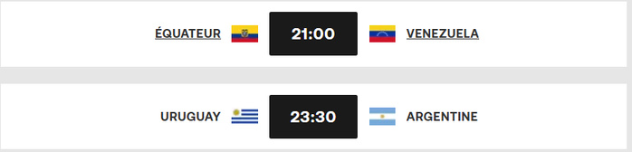 Q. CDM 26. Am. Sud : Ce soir, Equateur-Venezuela et Uruguay-Argentine Q. CDM 26. Am. Sud : Ce soir, Equateur-Venezuela et Uruguay-Argentine