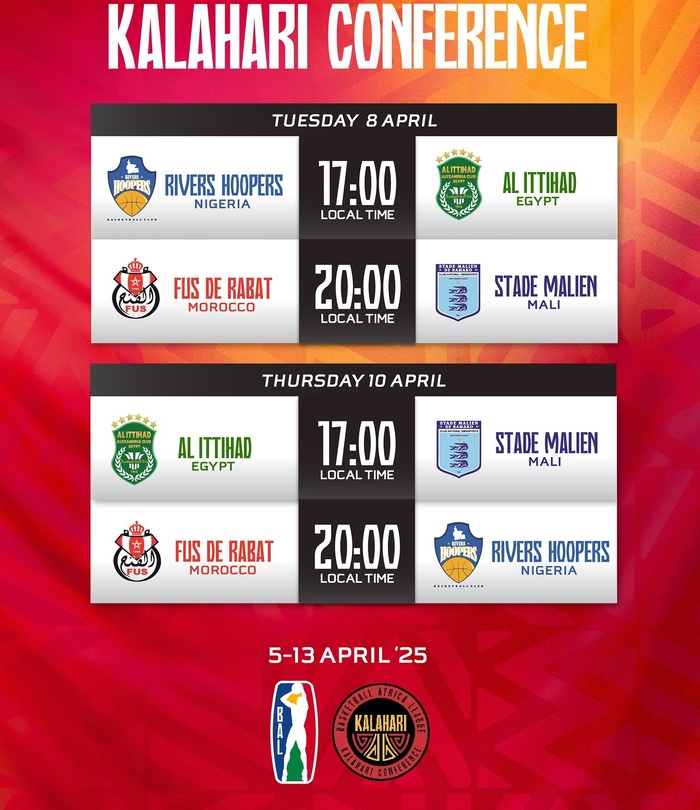 Basket / BAL (Conférence Kalahari - Rabat) : Programme de la compétition Basket / BAL (Conférence Kalahari - Rabat) : Programme de la compétition
