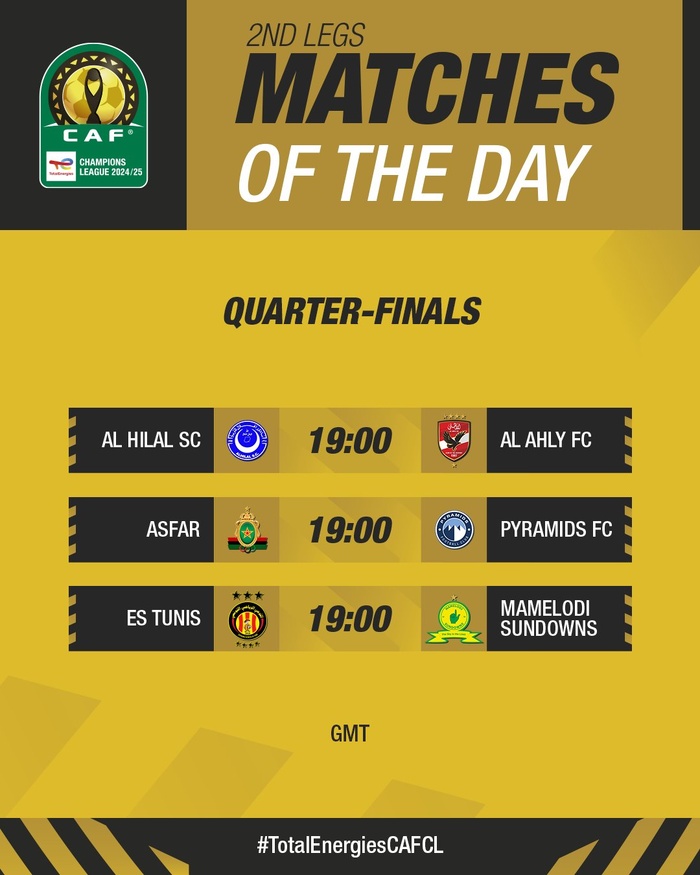 LDC CAF : Programme des quarts  LDC CAF : Programme des quarts