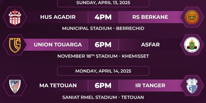 Botola D1 / J26 : Trois matchs ‘’ influenceurs ‘’ ce dimanche et demain lundi ! Botola D1 / J26 : Trois matchs ‘’ influenceurs ‘’ ce dimanche et demain lundi !