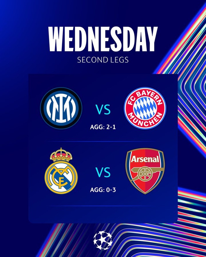 LDC : Real et Bayern pour renverser Arsenal et l’Inter ce soir LDC : Real et Bayern pour renverser Arsenal et l’Inter ce soir