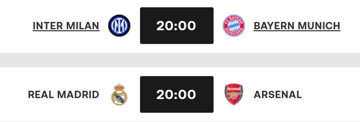 LDC : Real et Bayern pour renverser Arsenal et l’Inter ce soir LDC : Real et Bayern pour renverser Arsenal et l’Inter ce soir