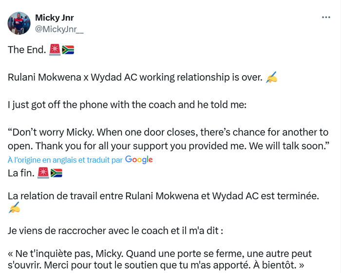 Wydad : Mokwena, est-il vraiment viré ? Wydad : Mokwena, est-il vraiment viré ?