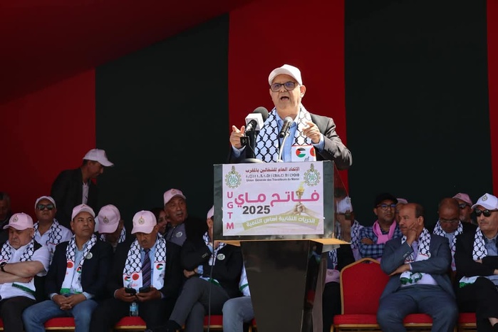 Nizar  Baraka lors du rassemblement de l'UGTM à Casablanca (Ph : Nidal Chrifi)