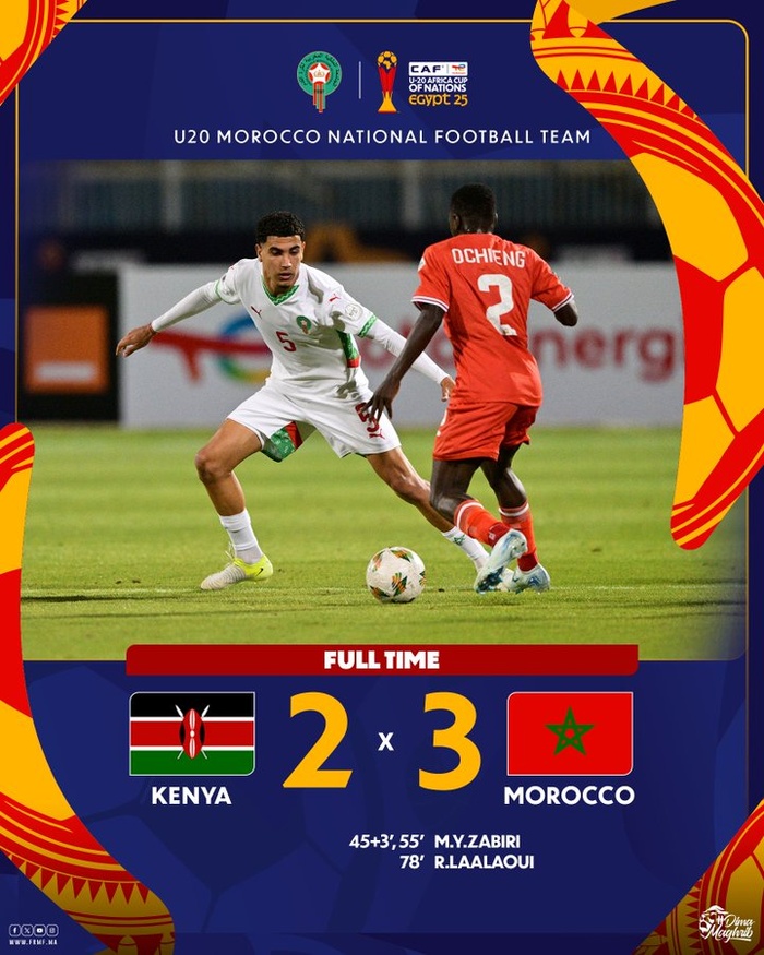 CAN U20 Egypte 25 : Les Lionceaux vainqueurs des Kenyans au bout d’un match fou ! CAN U20 Egypte 25 : Les Lionceaux vainqueurs des Kenyans au bout d’un match fou !