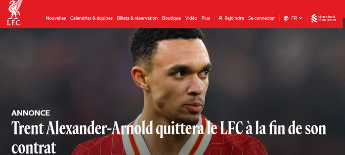 Liverpool / Real : Trent Alexander-Arnold annonce officiellement quitter les Reds Liverpool / Real : Trent Alexander-Arnold annonce officiellement quitter les Reds