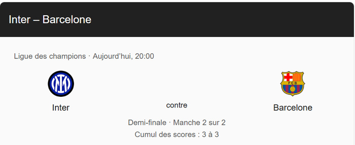 ½ Finale LDC / Ce soir “Inter - Barça” : Une finale avant d'être une demi-finale retour !