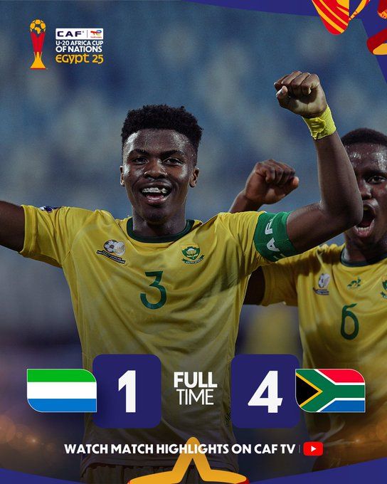 CAN U20 Egypte 25 / Groupe A : L’Afrique du Sud remonte au classement CAN U20 Egypte 25 / Groupe A : L’Afrique du Sud remonte au classement