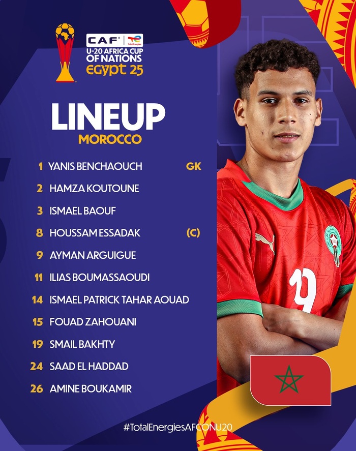 CAN U20 Egypte 25::Tunisie-Maroc: Les onze lionceaux du coup d'envoi CAN U20 Egypte 25::Tunisie-Maroc: Les onze lionceaux du coup d'envoi