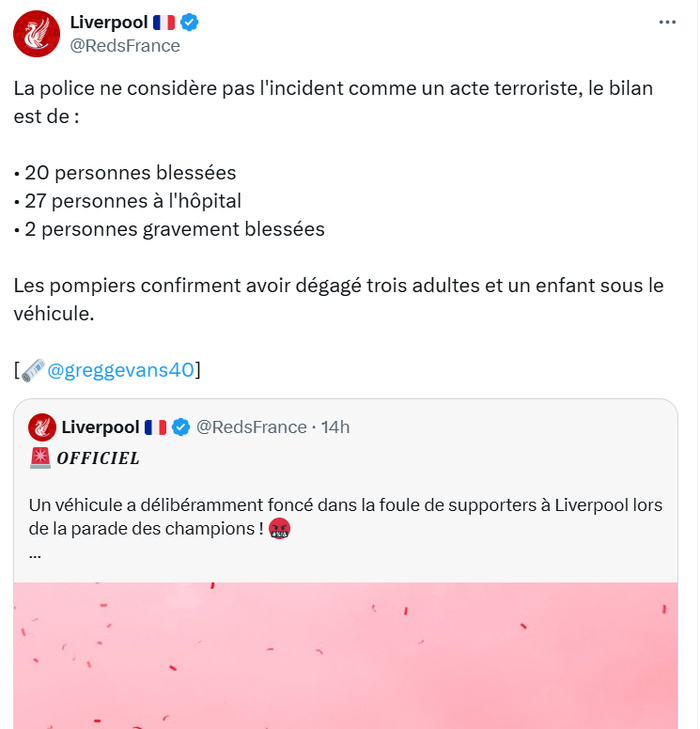Liverpool : La parade du sacre vire au drame ! Liverpool : La parade du sacre vire au drame !