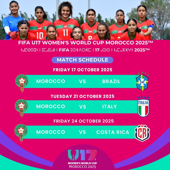 CDM (f) U17 : Maroc-Brésil en match d’ouverture ! CDM (f) U17 : Maroc-Brésil en match d’ouverture !