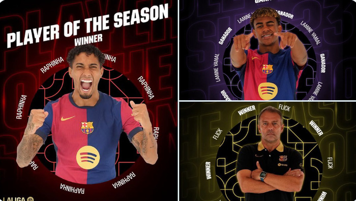 Liga 24-25 : Raphinha , Yamal et Flick, les ‘’Meilleurs’’ ! Liga 24-25 : Raphinha , Yamal et Flick, les ‘’Meilleurs’’ !