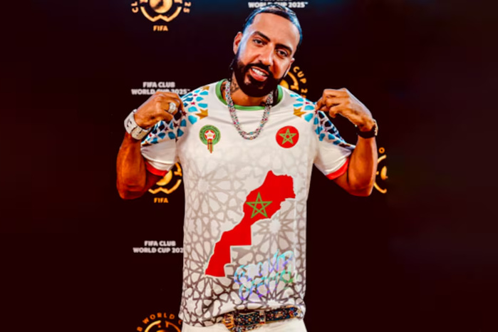Coupe du monde des clubs : French Montana arbore la carte du Maroc sur son maillot Coupe du monde des clubs : French Montana arbore la carte du Maroc sur son maillot