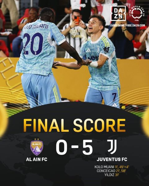 CDM Clubs 25 : Avant Wydad–Juve, Turin envoie un message clair : 5-0 contre Al Ain ! CDM Clubs 25 : Avant Wydad–Juve, Turin envoie un message clair : 5-0 contre Al Ain !