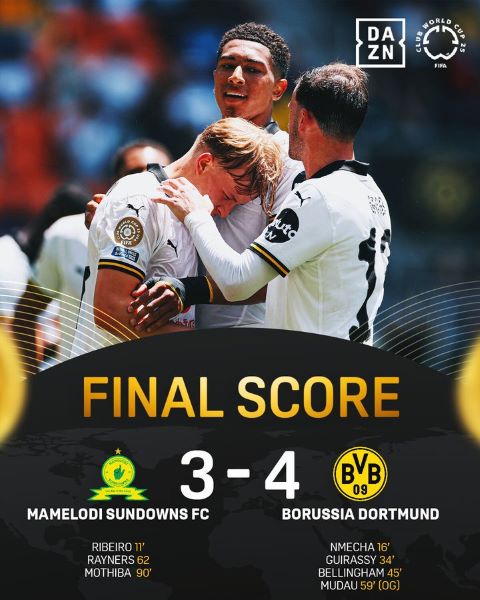 CDM. Clubs 25 / Groupe F : Dortmund s’impose au terme d’un match prolifique face à Mamelodi CDM. Clubs 25 / Groupe F : Dortmund s’impose au terme d’un match prolifique face à Mamelodi