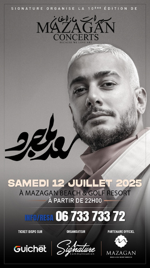 Mazagan Concerts: Saad Lamjarred en concert samedi prochain à El Jadida Mazagan Concerts: Saad Lamjarred en concert samedi prochain à El Jadida