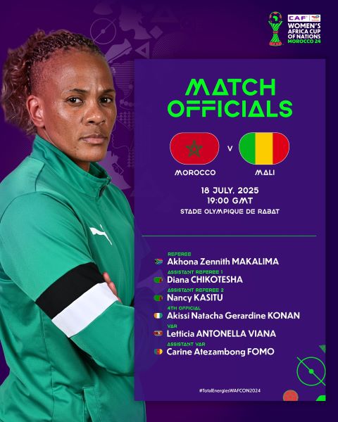 CAN (f) Maroc 2024 : Les arbitres désignés pour les quarts de finale de ce vendredi CAN (f) Maroc 2024 : Les arbitres désignés pour les quarts de finale de ce vendredi