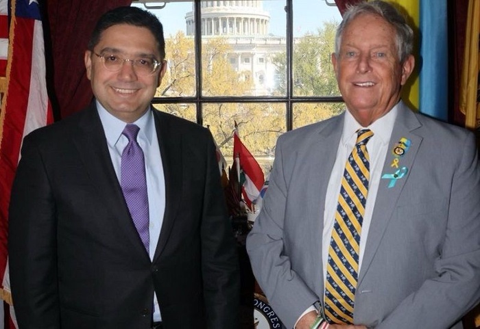 Joe Wilson, à droite, aux côtés du ministre des Affaires étrangères, Nasser Bourita. Jeudi 10 avril 2025.