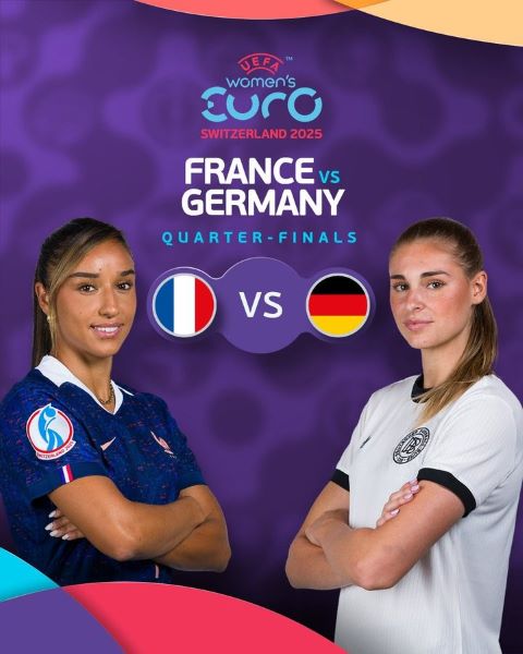 Euro (f) Suisse 2025 / Quart de finale : France - Allemagne, un choc au sommet ce samedi (Horaire ? et diffusion ?) Euro (f) Suisse 2025 / Quart de finale : France - Allemagne, un choc au sommet ce samedi (Horaire ? et diffusion ?)