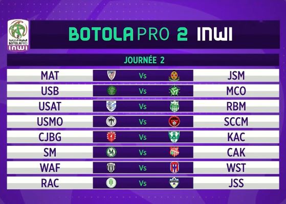 Botola DII / Programme de la saison 2025-2026 : Ittihad Bejaâd vs MAT en ouverture ! Botola DII / Programme de la saison 2025-2026 : Ittihad Bejaâd vs MAT en ouverture !