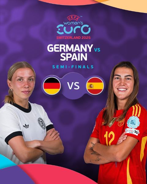 Euro (f) Suisse 2025 : Demi-finale explosive entre l'Allemagne et l'Espagne ce mercredi Euro (f) Suisse 2025 : Demi-finale explosive entre l'Allemagne et l'Espagne ce mercredi