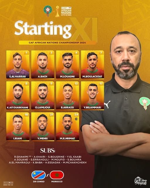 Maroc vs RDC: la compo du coup d'envoi dévoilée