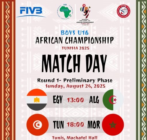 CHAN U16 de Volley-ball 2025 : Double Maroc-Tunisie au programme ce dimanche CHAN U16 de Volley-ball 2025 : Double Maroc-Tunisie au programme ce dimanche