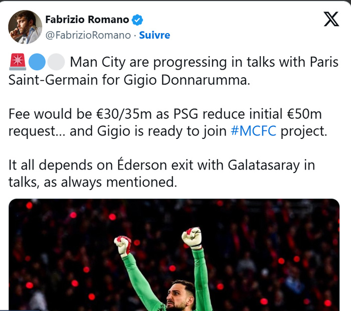 Mercato : Donnarumma tout proche de Manchester City 
