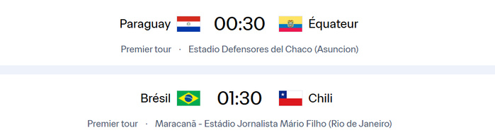 Qualifs CDM 2026 / Zone Amérique du Sud : Programme de cette nuit