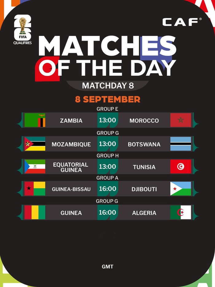 Qualifs Mondial 2026 / Programme J8 : Guinée - Algérie à Casablanca à partir de 17h00 Qualifs Mondial 2026 / Programme J8 : Guinée - Algérie à Casablanca à partir de 17h00