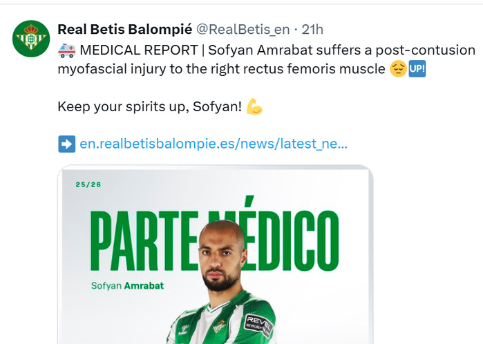 Équipe nationale : Amrabat forfait sur blessure Équipe nationale : Amrabat forfait sur blessure