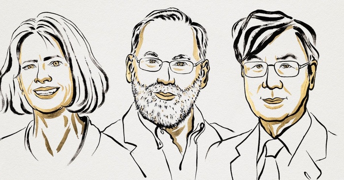 Les américains Mary E. Brunkow et Fred Ramsdell et le Japonais Shimon Sakaguchi, lauréats du Nobel de médecine 2025. ©The Nobel Prize