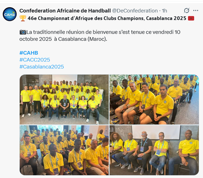 HB / 46e Championnat d’Afrique des Clubs Champions 2025 : Ouverture ce samedi à Casablanca HB / 46e Championnat d’Afrique des Clubs Champions 2025 : Ouverture ce samedi à Casablanca