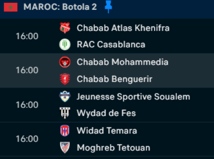 Botola D2/J3 : le programme du jour