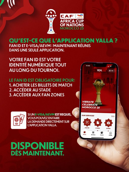 CAN Maroc 25 : Lancement de la billetterie ce lundi 13 octobre via l’application YALLA