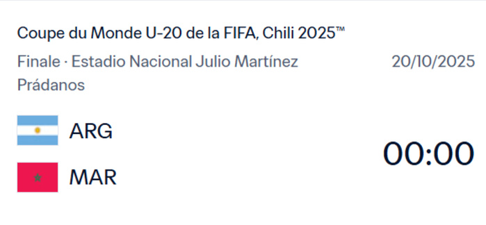 CDM U20 Chili25 : Maroc - Argentine, l’affiche de la Finale